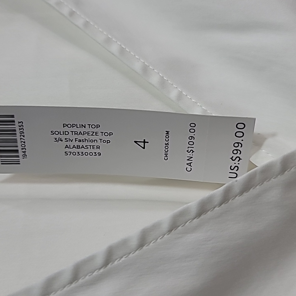 Chico's Classic White Poplin Top - Picture 2 of 6